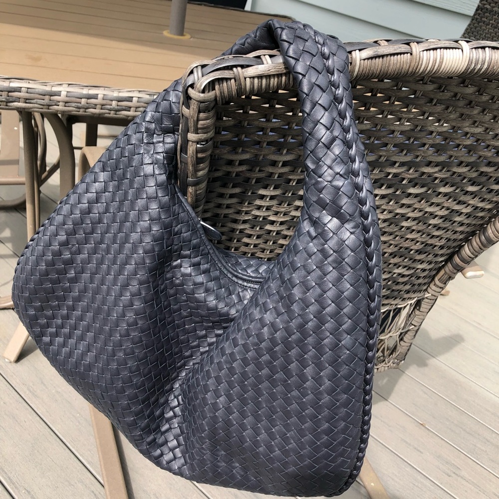 Bottega Veneta gunmetal gray/blue  Woven Shoulder Bag - Picture 2 of 16
